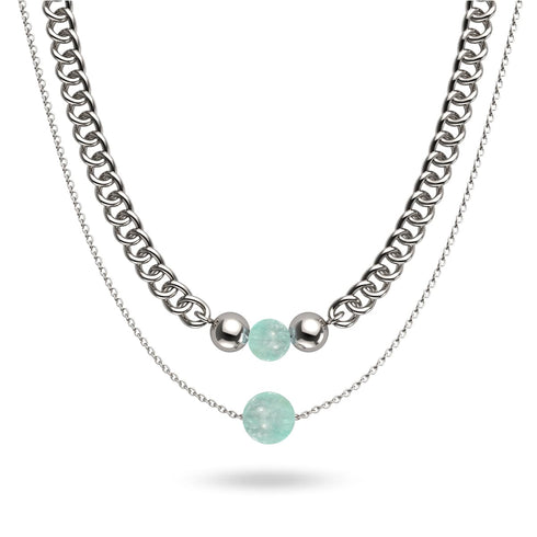 Fluorite x Argent | Collier chaîne de pierres précieuses